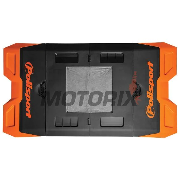 Podložka pod motocykl -POLISPORT- černý/oranžový, pogumovaný, složený
