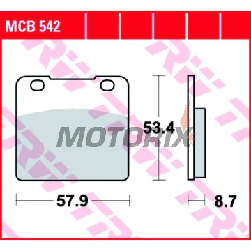 Brzdové destičky -TRW- MCB542, Suzuki GSX/GSX-R 750/1100, RG Gamma 500, VL Intruder 1500LC, VS Intruder 600/750/800/1400 (1984-2003)