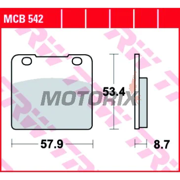 Brzdové destičky -TRW- MCB542, Suzuki GSX/GSX-R 750/1100, RG Gamma 500, VL Intruder 1500LC, VS Intruder 600/750/800/1400 (1984-2003)