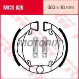 Brzdové čelisti -TRW- MCS828, 80x18mm, Honda PF, PX; KTM Adventure, SX, Mini Adventure, Junior, Senior; Peugeot 103, 104, 105, ASV; Puch GTL, Maxi, Monza