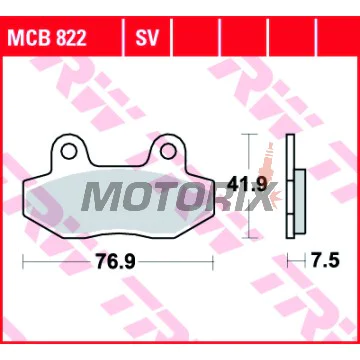 Brzdové destičky -TRW- MCB822, Honda CH125 Spacy, Hyosung Comet/GT/GV Aquila/RX/XRX/Karion, Kymco Pulsar 125 (1998-2010)