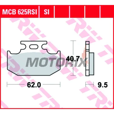 Brzdové destičky -TRW- MCB625RSI, Cannondale MX400/440, Kawasaki KDX/KLX/KX, Suzuki DR/DR-Z/RM/RMX, Yamaha DT/TT/TT-R/WR/XT/YZ (1989-2018)