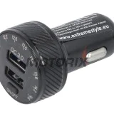USB adaptér do zapalovače -4 RIDE- 12V, 2xUSB 3.0 + voltmetr - univerzální