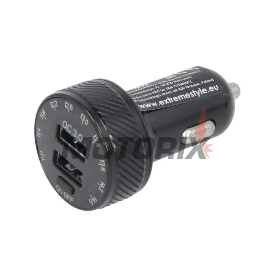 USB adaptér do zapalovače -4 RIDE- 12V, 2xUSB 3.0 + voltmetr - univerzální