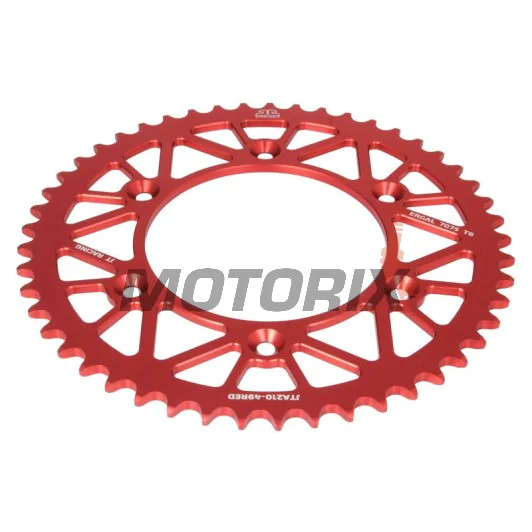 Zadní rozeta -JT- JTA210,49RED, 49 zubů, červený, hliníkový, Betamotor RR 125 2018-2021, RR 250 2013-2021, RR 400 2013-2016, RR 450 2013-2014, Honda CR 125 1979-2007, CR 250 1984-2008, CR 500 1984-2001, CRF 150 2003-2018, CRF 230 2003-2017