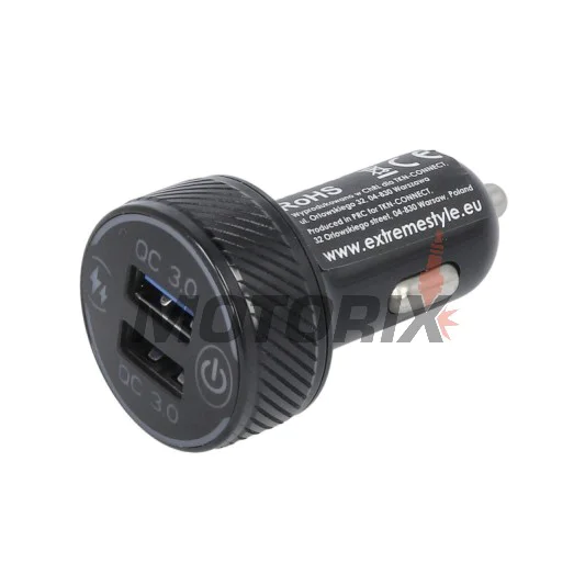 USB adaptér do zapalovače -4 RIDE- 12V, 2xUSB 3.0 + voltmetr - univerzální