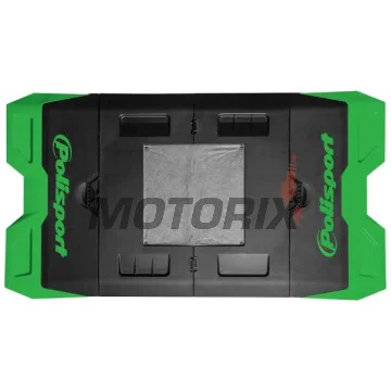 Podložka pod motocykl -POLISPORT- černý/zelený, pogumovaný, složený