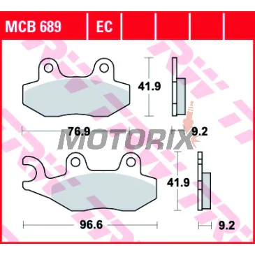 Brzdové destičky -TRW- MCB689, Kawasaki KLF/KVF/KX/KLX, Kymco Agility/Grand Dink/Stryker, Suzuki Burgman, Peugeot Satelis, Honda Rebel/NSR, Husqvarna TE 610, Yamaha YZ (1989-2017)