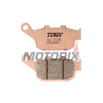 Brzdové destičky -TRW- MCB585SH, Buell Blast, M2, S3, X1, XB12R/S/SS, XB9S 1998-2009; Honda CB, CBR, FMX, NC, NSR, NT/NTV, NX, XL/XRV 1986-2015; Triumph Daytona, Street Triple, Tiger 2000-2020; Yamaha XJ6 2009-2012