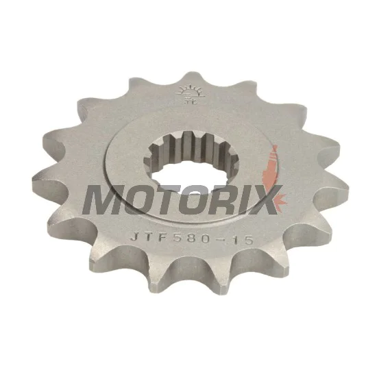 Přední pastorek -JT- JTF580,15, 15 zubů, Yamaha FZ 700 1986-1987, FZ 750 1985-1993, FZ6 600 2004-2009, FZR 1000 1987-1995, FZR 750 1987-1992, FZX 700 1986-1987, FZX 750 1986-1997, GTS 1000 1993-2000, YZF 1000 1996-2003