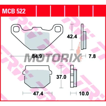 Brzdové destičky -TRW- MCB522, Adly Cat/G-Shock/Super Sonic/Thunderbike 50-125, Aprilia RS4 125, SX 50, Honda MB/MCX 80, Kawasaki AR/KD/KDX/KMX/KSR/KX 50-250, KTM SX 60/65, Peugeot Speedfight/Buxy/Trekker/Vivacity 50-100, Suzuki AH Address, RM 80X