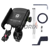 Držák telefonu -4 RIDE- 62-90mm telefon, s USB 3.0 nabíječka, antivibrační, uchycení pro řídítka/zrcátko - univerzální