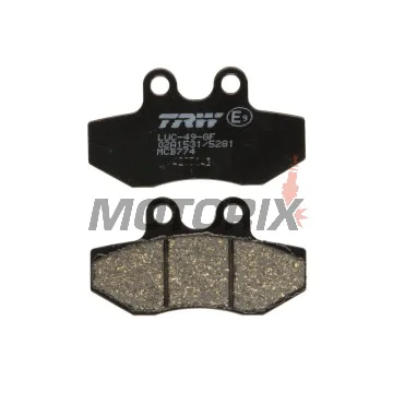 Brzdové destičky -TRW- MCB774, Gilera Runner 125FX/180FXR/180VXR/200VXR (1999-2005), MBK XC 125 Flamex(2005), Peugeot Elyseo 125 (2003), Piaggio Beverly 125/125GT (2002-2005), Yamaha Cygnusx125 (2004-2009)