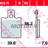 Brzdové destičky -TRW- MCB75RQ, Aprilia RS 50/125/250, AF1 125, Tuareg 125/350, Ducati Monster 600/900/1000, 916, SS 750/900, Cagiva Mito 125, Raptor 650, Elefant 750, KTM GS 125/500, MX 125/500, Moto Guzzi California 1100, Daytona 1000, V11 1100, Husqvar