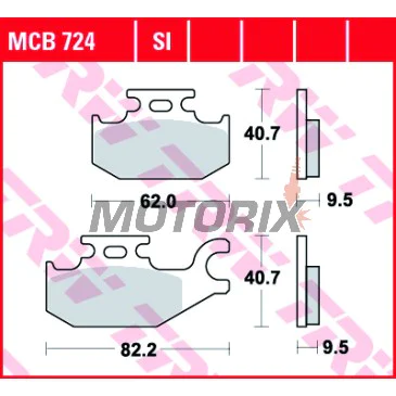 Brzdové destičky -TRW- MCB724, Bombardier DS/Outlander/Quest 330/400/500/650, Can-Am Commander/Maverick/Outlander/Renegade 500/650/800/1000, Suzuki Vinson/KingQuad 500/700, Yamaha Kodiak/Grizzly/Raptor/Rhino 400/450/660/700 (2000-2018)