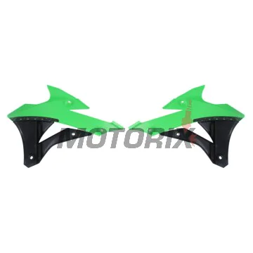 Přední boční plasty -POLISPORT- černé/zelené, KAWASAKI KX 85 2014-2021