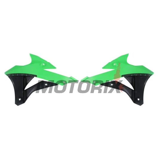 Přední boční plasty -POLISPORT- černé/zelené, KAWASAKI KX 85 2014-2021