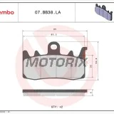 Brzdové destičky -BREMBO- 07BB38LA, Aprilia ETV/Tuono, BMW GS/R, Ducati Monster/Multistrada, Triumph Tiger 310-1300cc (1991-2022)