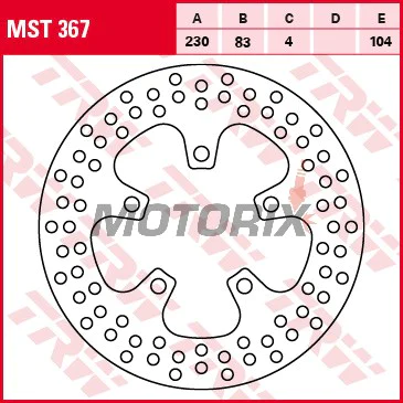 Brzdový kotouč -TRW- MST367, 230mm, Kawasaki ZX-7R Ninja 750P (1996-2002), ZX-7RR Ninja 750N (1996-1999), ZX-9R Ninja 900B (1994-1997), ZXR750 H/J/K/L/M Stinger (1989-1995)