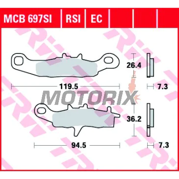 Brzdové destičky -TRW- MCB697SI, Kawasaki KFX 700 V-Force; KL/KLX/KLR 250; KX 80/85/100; Suzuki RM 85/85L/100
