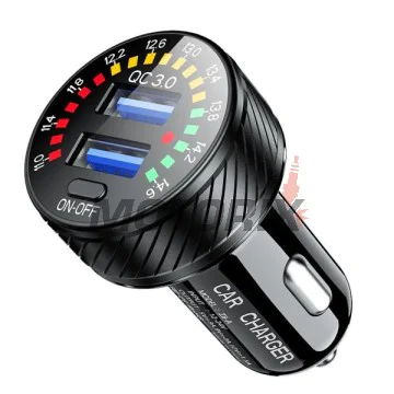 USB adaptér do zapalovače -4 RIDE- 12V, 2xUSB 3.0 + voltmetr - univerzální