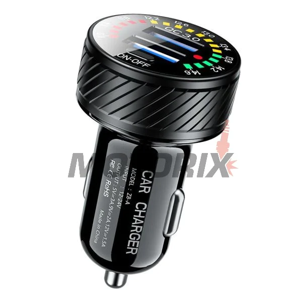 USB adaptér do zapalovače -4 RIDE- 12V, 2xUSB 3.0 + voltmetr - univerzální