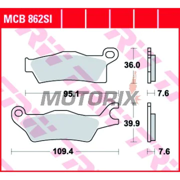 Brzdové destičky -TRW- MCB862SI, CAN-AM Outlander 450/500/570/650/800R/1000 (2013-2018); Renegade 500/570/1000/1000R/XC (2012-2018)