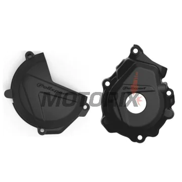 Sada chráničů vodní pumpy, víka spojky a víka statoru -POLISPORT- černé, HUSQVARNA FC; KTM SX-F, XC-F 250/350 2016-2024