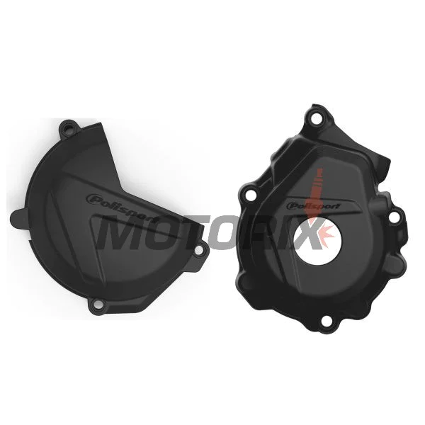 Sada chráničů vodní pumpy, víka spojky a víka statoru -POLISPORT- černé, HUSQVARNA FC; KTM SX-F, XC-F 250/350 2016-2024