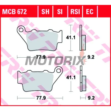 Brzdové destičky -TRW- MCB672EC, Alfer VR 250, Aprilia Pegaso 650, Husaberg FE/FS 450-650, Husqvarna CR/TE/WR 125-610, KTM EXC/LC4/Duke 250-690, Yamaha TT 600, WR 125 (1993-2022)
