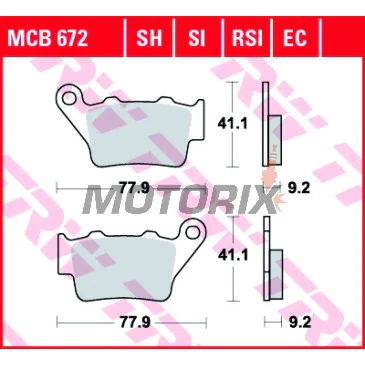 Brzdové destičky -TRW- MCB672SH, Alfer VR 250, Aprilia Pegaso 650, Husaberg FE/FS 450-650, Husqvarna CR/TE/WR 125-610, KTM EXC/LC4/Duke 250-690, Yamaha TT 600, WR 125 (1993-2022)