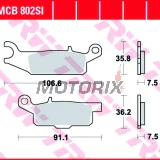 Brzdové destičky -TRW- MCB802SI, Yamaha YFM Raptor 250/250R, Grizzly 550/700 4x4 EPS, Grizzly FI Auto, Grizzly EPS LE/SE