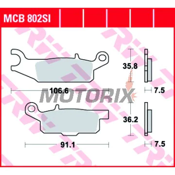 Brzdové destičky -TRW- MCB802SI, Yamaha YFM Raptor 250/250R, Grizzly 550/700 4x4 EPS, Grizzly FI Auto, Grizzly EPS LE/SE