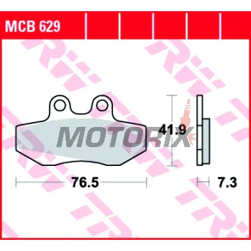 Brzdové destičky -TRW- MCB629, Aprilia Classic/Pegaso/RX/Red Rose/Tuareg 125 Beta RR50 Bultaco Lobito 50/75 Derbi GPR50 Gilera Runner 125/180 Husqvarna WXE125 Peugeot XR6 50 Rieju MRX/RR/RS-1/SMX Sachs Roadster 125V2 Simson 125SM
