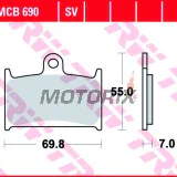 Brzdové destičky -TRW- MCB690SV, Suzuki GSF 1200/1200S Bandit (1995-2000), GSX-R 600 (2000), RF 900R (1994-1997)