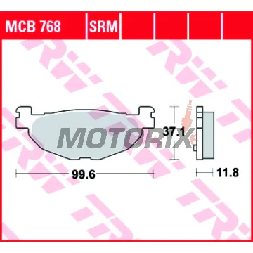 Brzdové destičky -TRW- MCB768SRM, sintrované, Yamaha Tmax XP500/TMAX ABS (2004-2007), Yamaha Majesty YP400 (2005)