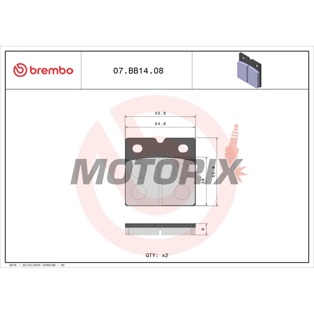 Brzdové destičky -BREMBO- 07BB1408, Aprilia AF1, Benelli 350/500/650/SEI, BMW K/R/K1, Ducati Monster/SS/Paso, Laverda, Moto Guzzi California/Le Mans, MZ ETZ/Saxon/Silver Star 1974-2007