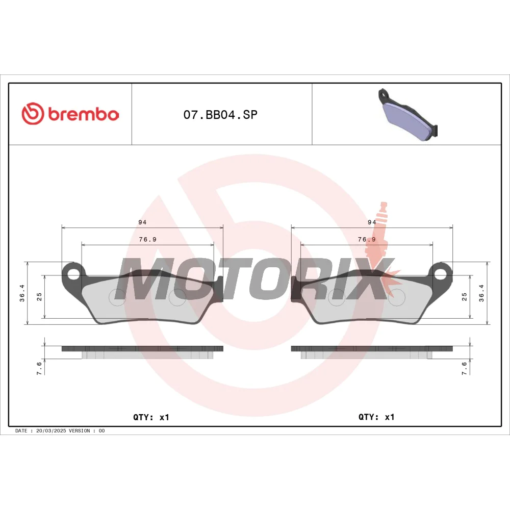 Brzdové destičky -BREMBO- 07BB04SP, Aprilia 125‑1000cc, Bimota 1100cc, BMW 1200‑1300cc, Cagiva 750‑900cc, CCM 600‑650cc, Ducati 620‑1260cc, Enfield 411‑500cc, Harley 500‑750cc, Husqvarna 125‑901cc, KTM 125‑1290cc, Moto Guzzi 1100‑1200cc, Triumph 800‑1200c