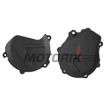 Sada chráničů vodní pumpy, víka spojky a víka statoru -POLISPORT- černé, HUSQVARNA FE; KTM EXC-F, XCF-W 450/500/501 2017-2024
