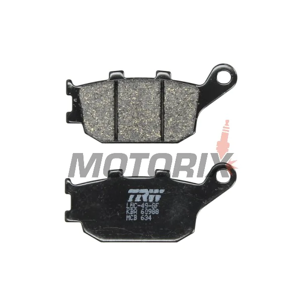 Brzdové destičky -TRW- MCB634, Honda CB/CBF/CBR/CMX/CRF/NC/NT/VT/VTR/VTX/XL 500-1100cc (1992-2025); Kawasaki EN/EX/KLV/KLZ/Z 650-1000cc (2004-2024); Suzuki DL/GSF/GSR/GSX/GSX-S/SV 650-1250cc (2002-2025); Yamaha FZ/FJ/MT/XJ6/XSR/YZF-R 600-1000cc (2003-2019