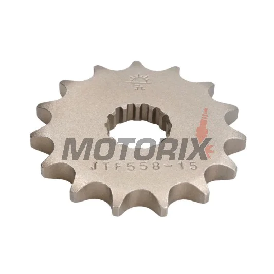 Přední pastorek -JT- JTF558,15, 15 zubů, Derbi GPR 125 2004-2008, Gilera SC 125 2006-2008, Kawasaki Z 125 2018-2020, Yamaha DT 125 1988-2006, DT 200 1988, TDR 125 1989-2002, TZR 125 1993-2000, TZR 80 1996, XVS 125 2000-2004