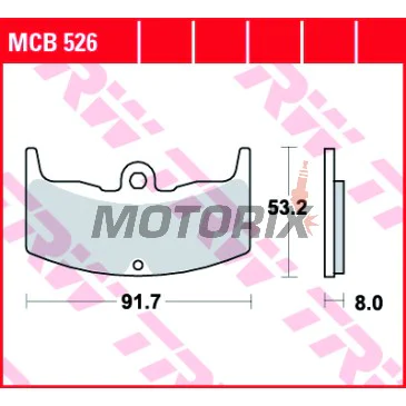 Brzdové destičky -TRW- MCB526, Honda CBX550F Supersport (1982-1984), MVX250F (1988), VT250F/500E (1982-1985), VTR250 Interceptor (1988)