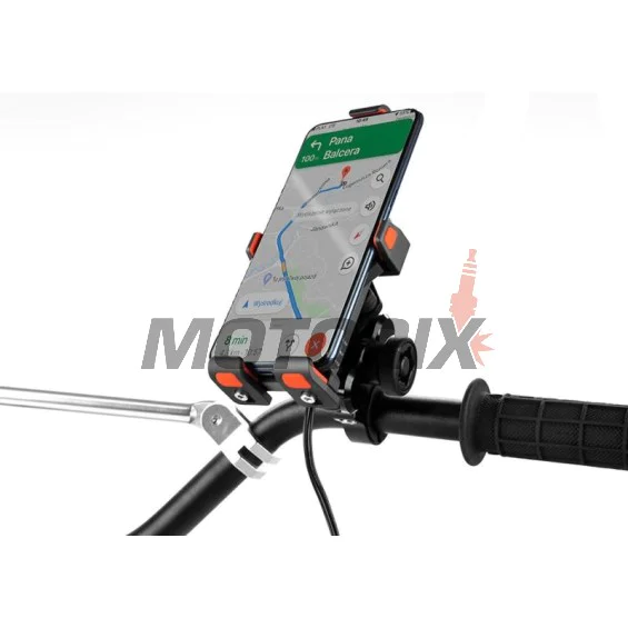 Držák telefonu -4 RIDE- s USB nabíječka, antivibrační, 12-30mm uchycení - univerzální