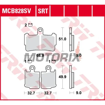 Brzdové destičky -TRW- MCB828SV, Honda VFR1200F ABS/DCT V4 (2010-2013)