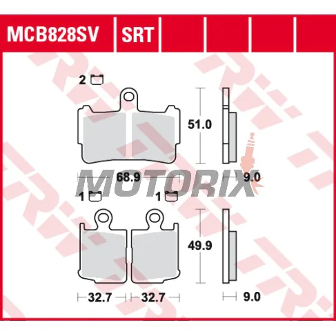 Brzdové destičky -TRW- MCB828SRT, sintrované, Honda VFR1200F ABS/DCT V4 (2010-2013)