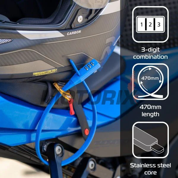 Zámek na helmu -OXFORD- Combi Zip Lock 470mm, modré
