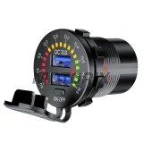 USB adaptér -4 RIDE- 12V, 2xUSB 3.0 + voltmetr, 2 pinů - univerzální