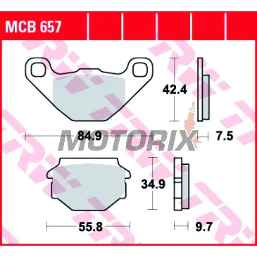 Brzdové destičky -TRW- MCB657, Aprilia ETX/MX/Pegaso/RX/SX/Tuareg 125-650, Beta Alp/Euro/Jonathan/M4, Buell M2/S1/S3 1200, Cagiva N90/WMX 50, Fantic Big Wheel/Grinta/Leader, Garelli Big Wheel/Bip Racing, Gas Gas Enducross 125TT, Gilera Eaglet 50, Husqvarn