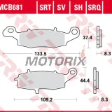 Brzdové destičky -TRW- MCB681SH, Kawasaki ER-6F/ER-6N, Versys 650, VN/Vulcan, W650/W800, Z750/ZR-7; Suzuki V-Strom, SV650, GS500, Bandit, Intruder/VanVan (1995-2020)