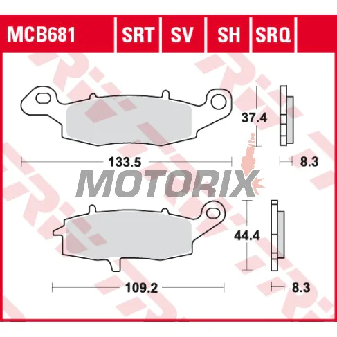 Brzdové destičky -TRW- MCB681SH, Kawasaki ER-6F/ER-6N, Versys 650, VN/Vulcan, W650/W800, Z750/ZR-7; Suzuki V-Strom, SV650, GS500, Bandit, Intruder/VanVan (1995-2020)
